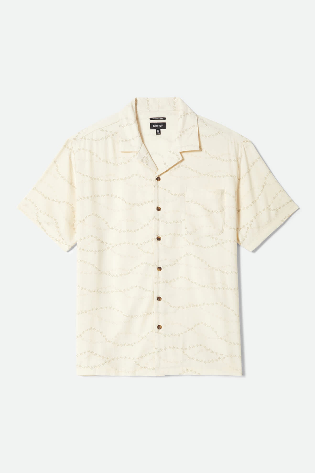 Men's Bunker Slub Short Sleeve Shirt in the color Whitecap/Black Swallows - Front Product View