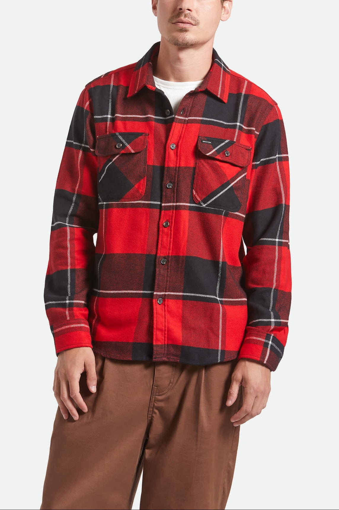 Men's Bowery Flannel in the color Black/Adrenaline Rush/Off White - Men's Front View