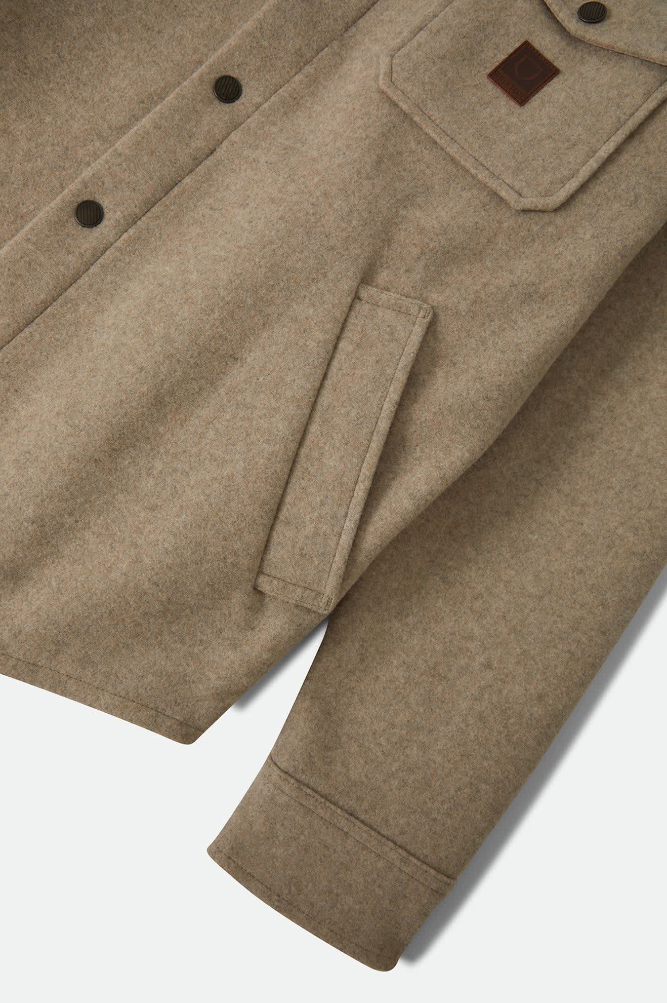 Men's Durham Felted Stretch Jacket in the color Oatmeal - Additional Laydown image