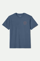 Men's Crest II S/S Standard T-Shirt in the color Harbor Blue/Grey Blue/Dark Red - Front Product View