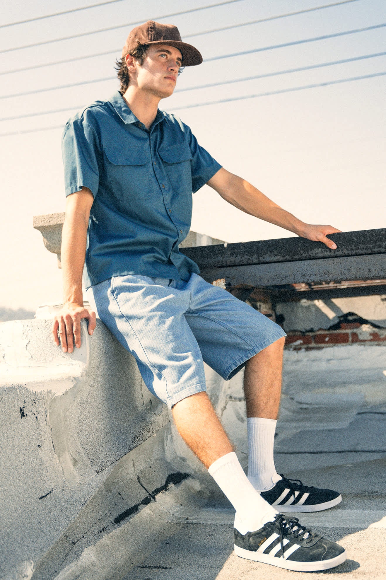 Men's Choice Chino Baggy Short in the color Light Wash Denim Herringbone - Men's Lifestyle image