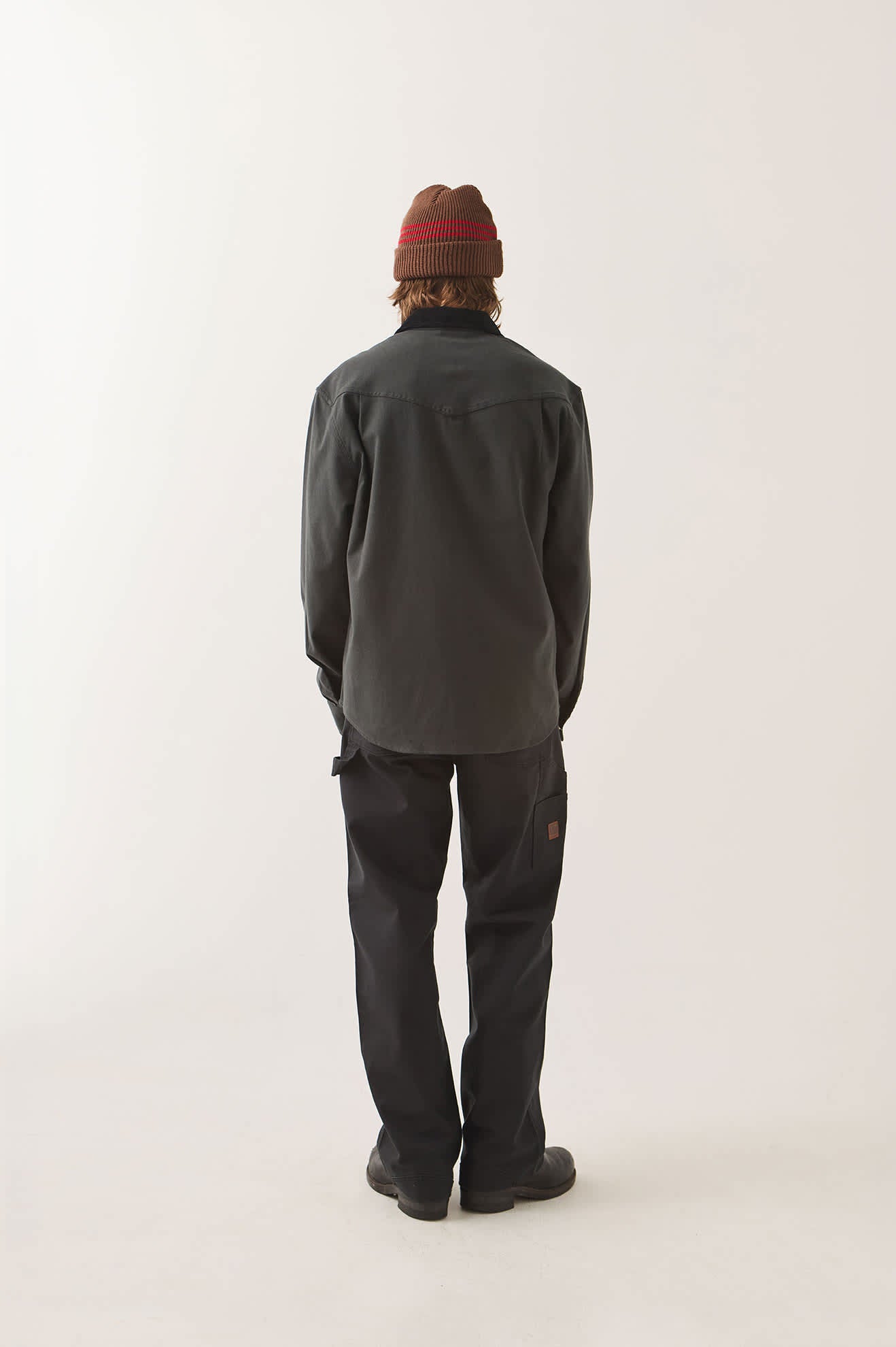 Men's Bowery Builders Ranch Performance Flannel in the color Black - Men's Back View