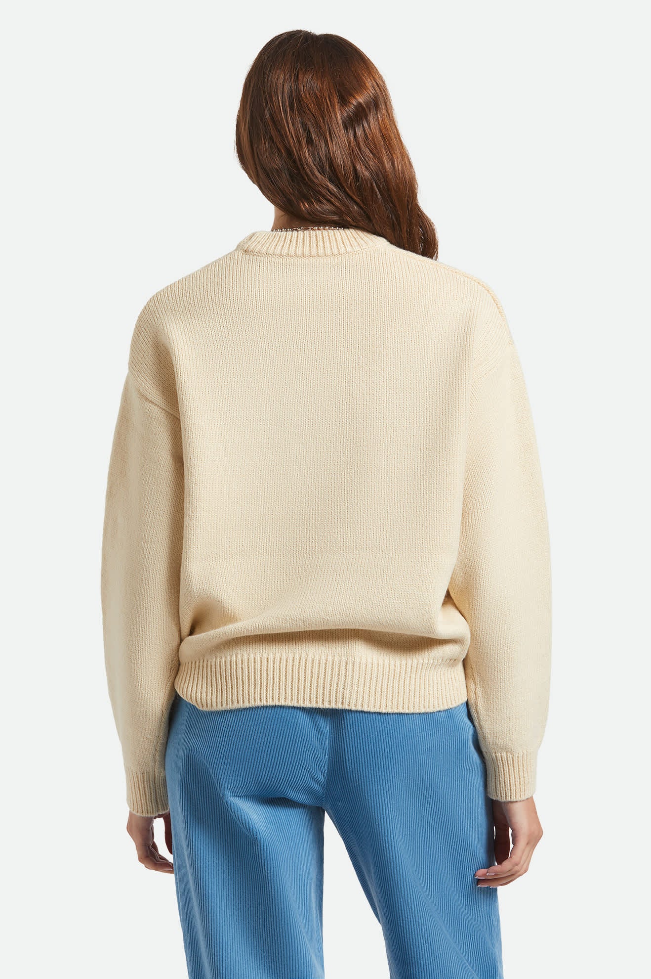 Women's Brixton Ranching Club Crew Sweater in the color Whitecap - Women's Back View