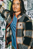 Men's Buffalo Plaid Sherpa Full Zip in the color Black/Cream - Men's Lifestyle image