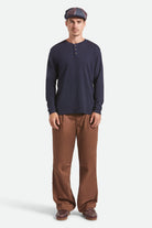 Men's Vintage Ribbed L/S Henley in the color Washed Navy - Additional Fit image