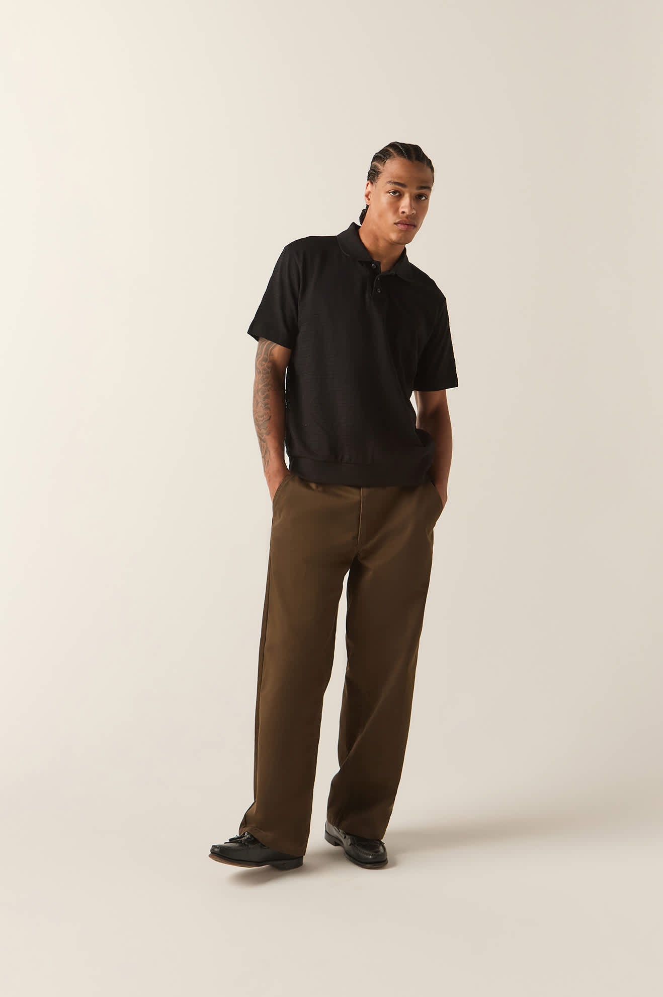 Men's Stereo Polo in the color Black - Men's Front View