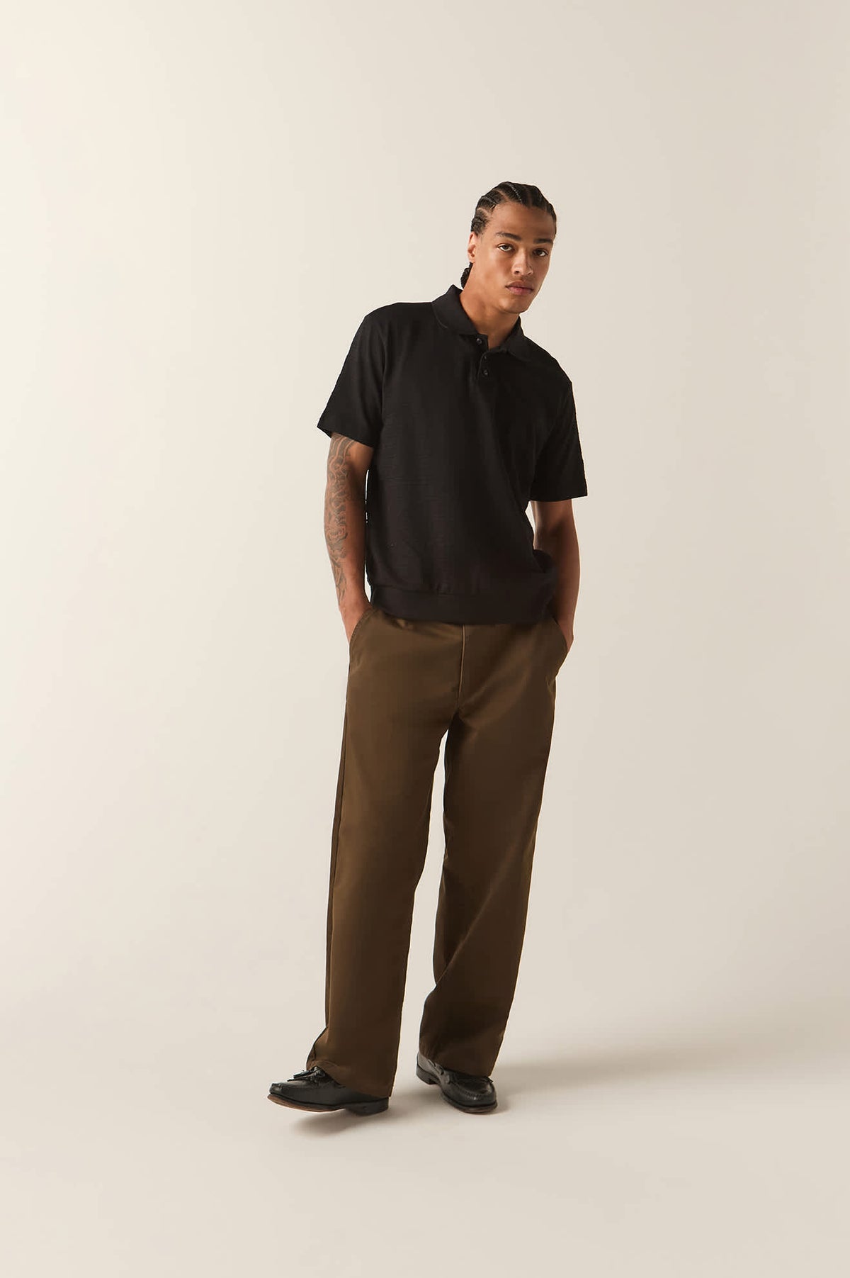 Men's Stereo Polo in the color Black - Men's Front View