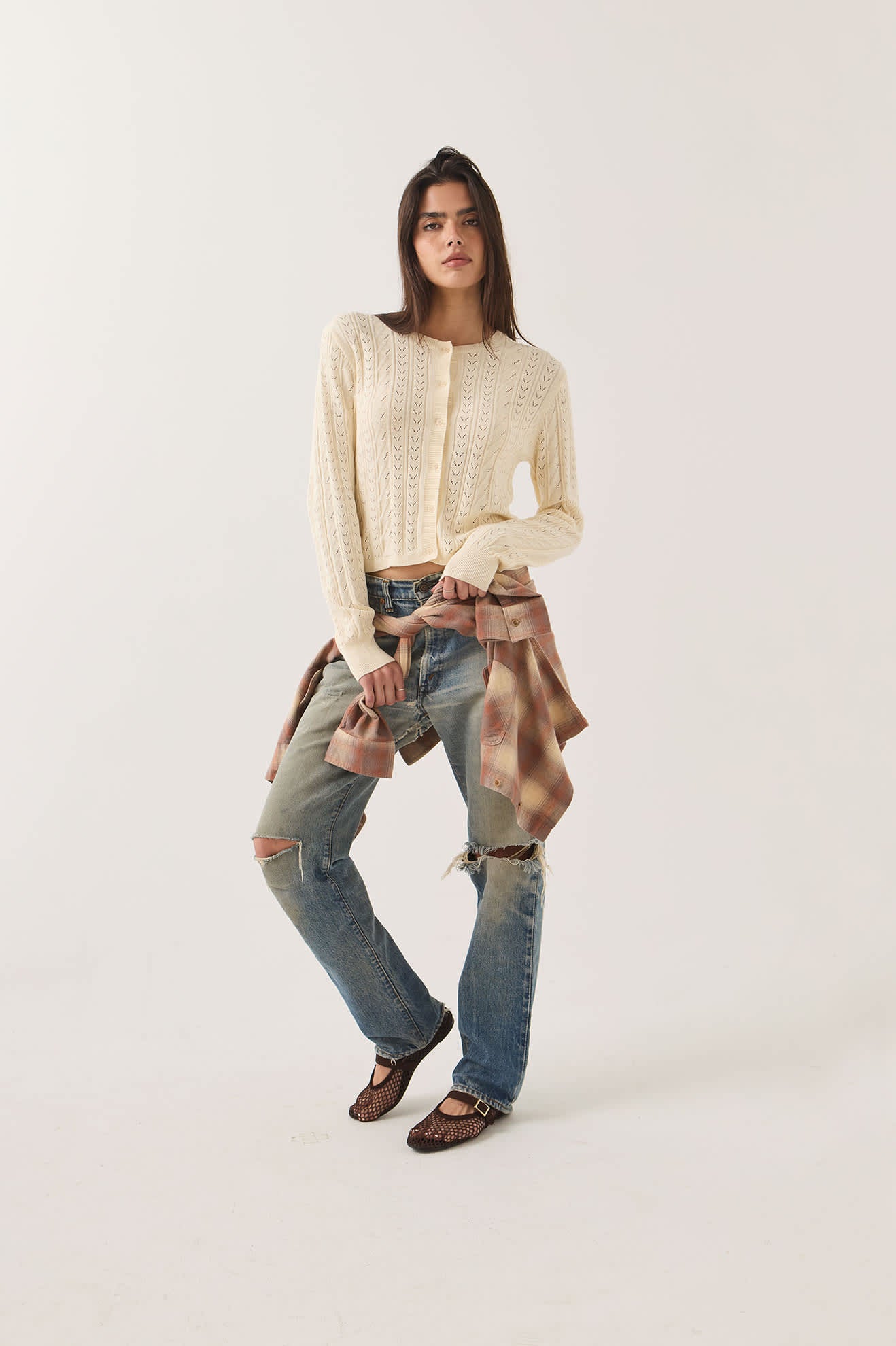 Women's Bixby Lightweight Cardigan in the color Wax Paper - Women's Front View