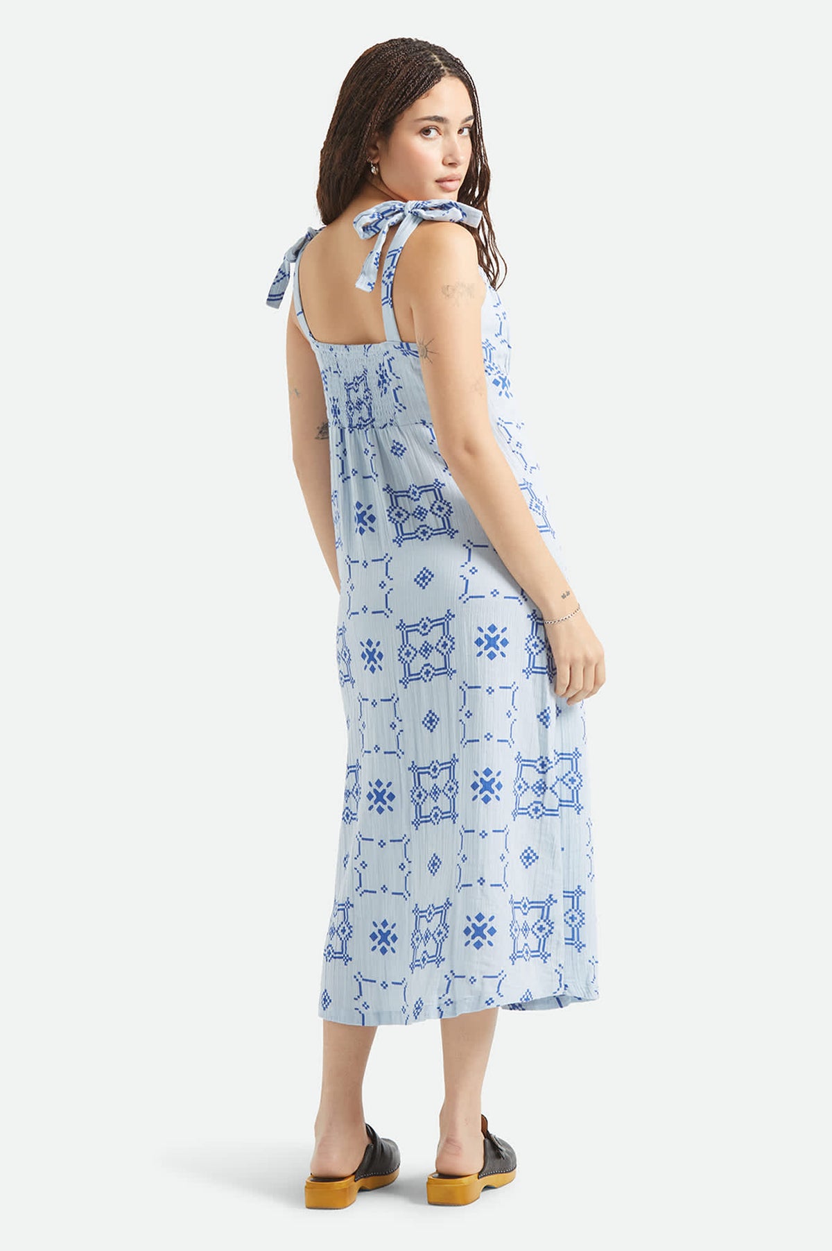 The Tie Dress - Aura Blue Tile Print The Tie Dress - Aura Blue Tile Print