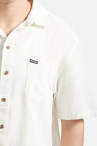 Men's Charter Stripped Dobby Short Sleeve Shirt in the color Off White - Additional Fit image