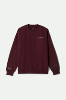Men's Embroidered Heavyweight Oversized Crew in the color Port - Front Product View