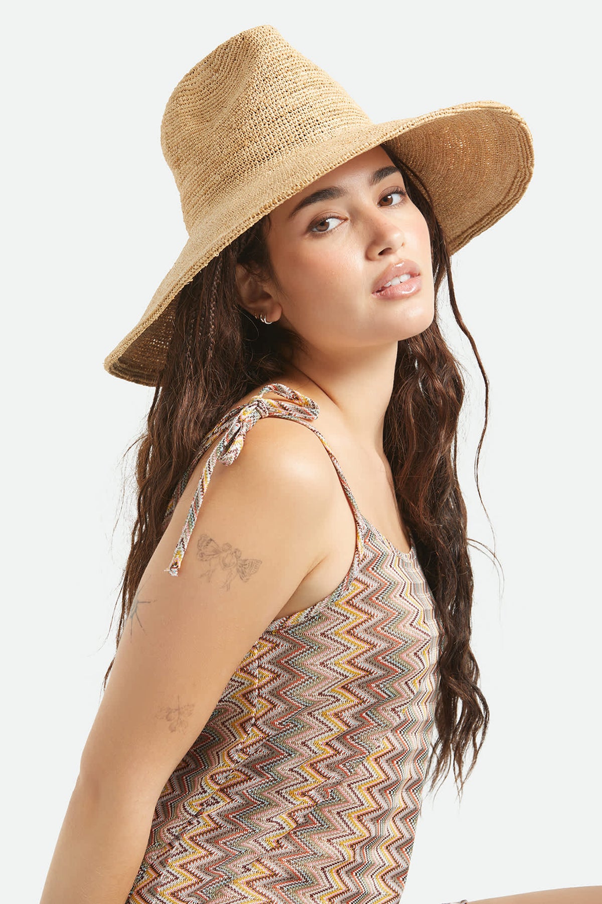 Lane Bryant Womens Tan Straw Wide Brim Sun Hat Braided Trim NEW Lane Bryan Stylish Tan Wide-Brim Hat with | Mercari main image 3