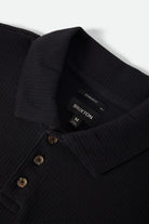 Men's Ribbed City S/S Polo in the color Black - Additional Laydown image