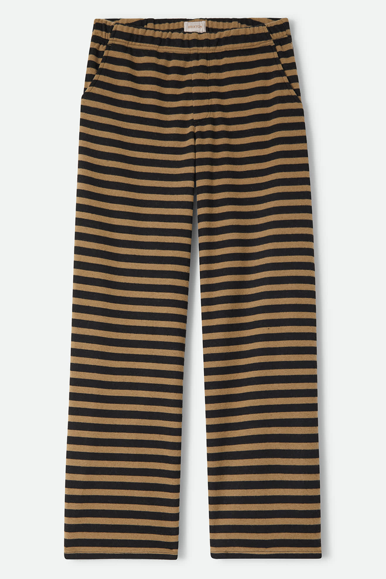 Women's The Audrey Knit Trouser Pant in the color Washed Black/Khaki Stripe - Front Product View