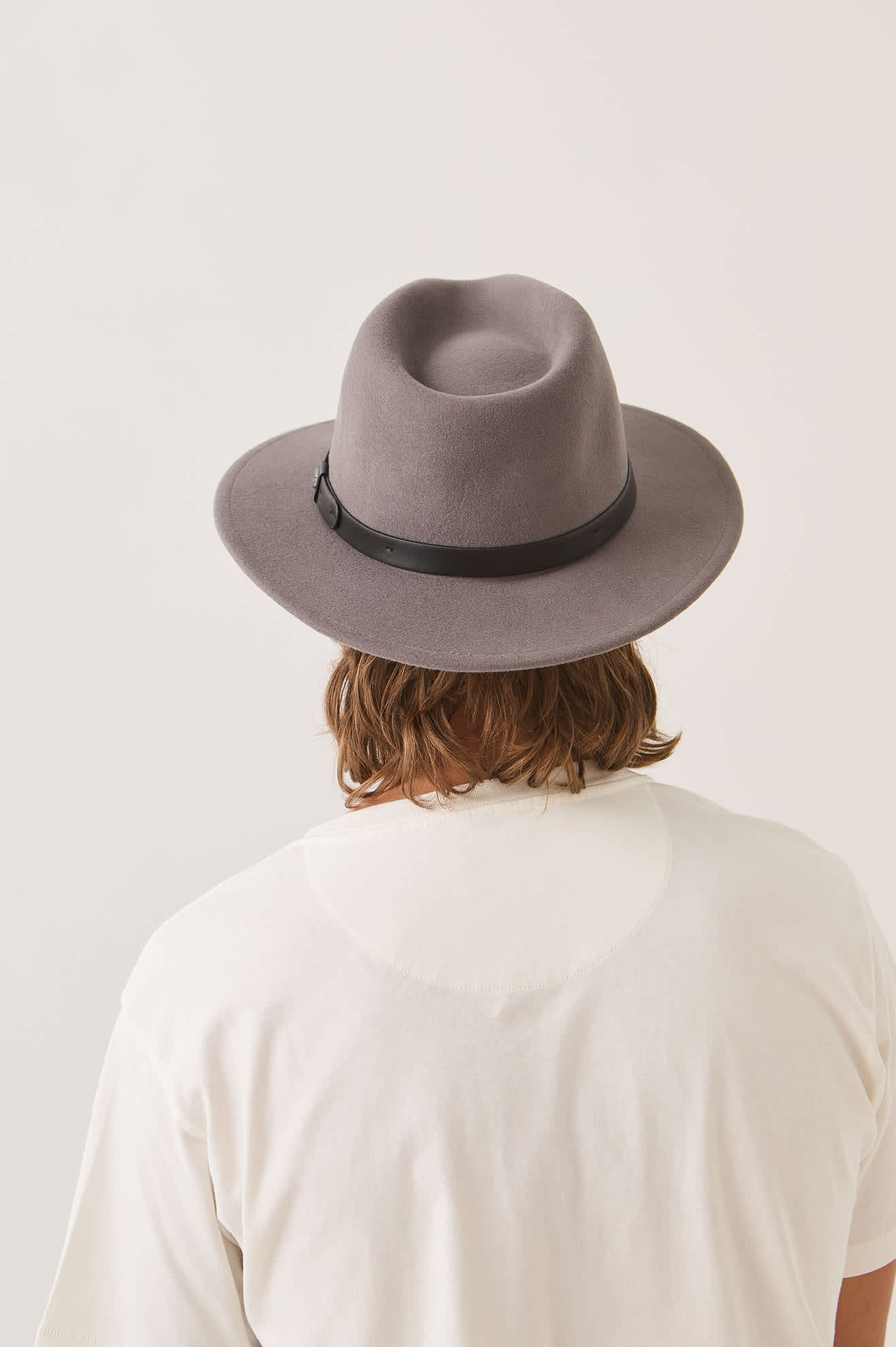 Unisex Messer Fedora in the color Grey/Grey - Men's Back View