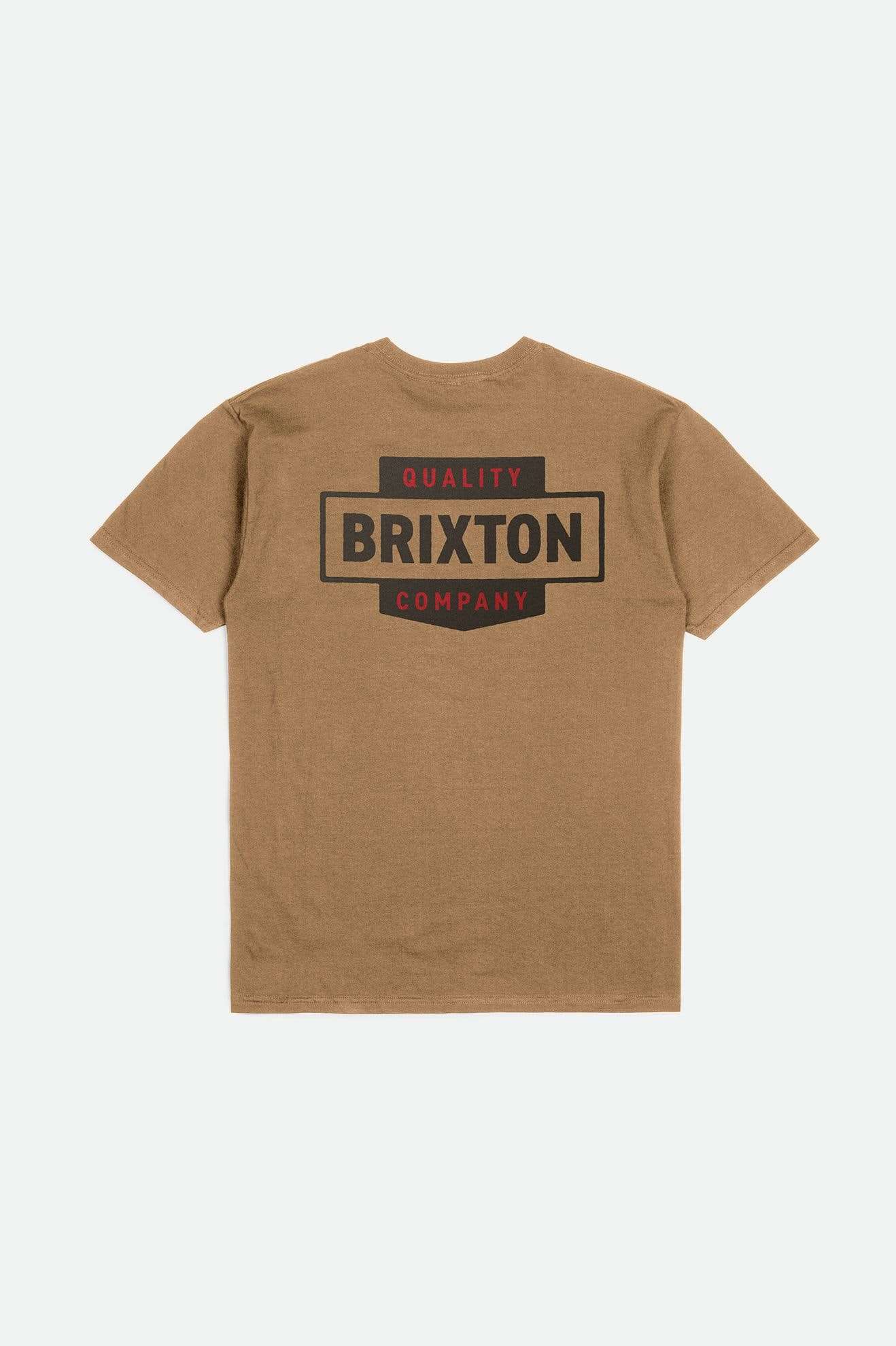 tobacco brown shirt Brixton Men's Osborn S/S Standard T-Shirt in color Tobacco Brown Worn Wash