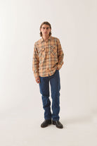 Men's Bowery Flannel in the color Khaki/Multi - Men's Front View