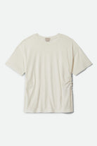 Women's Carefree Organic Garment Dye Cinch T-Shirt in the color Off White - Front Product View
