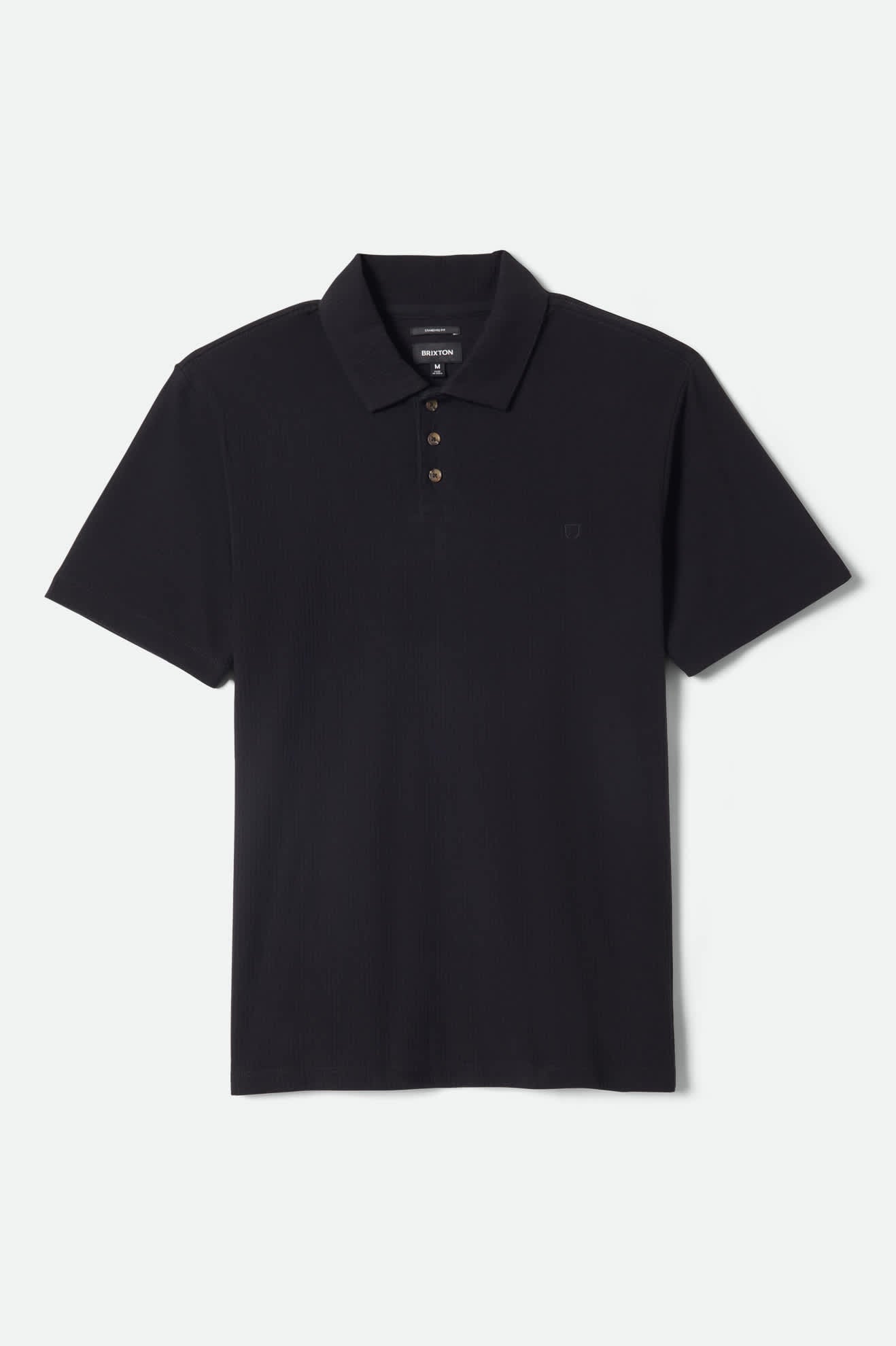 Men's Ribbed City S/S Polo in the color Black - Front Product View