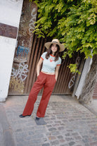 Women's Lucky In Love Baby T-Shirt in the color Sea Grass/Adrenaline Red - Women's Lifestyle image