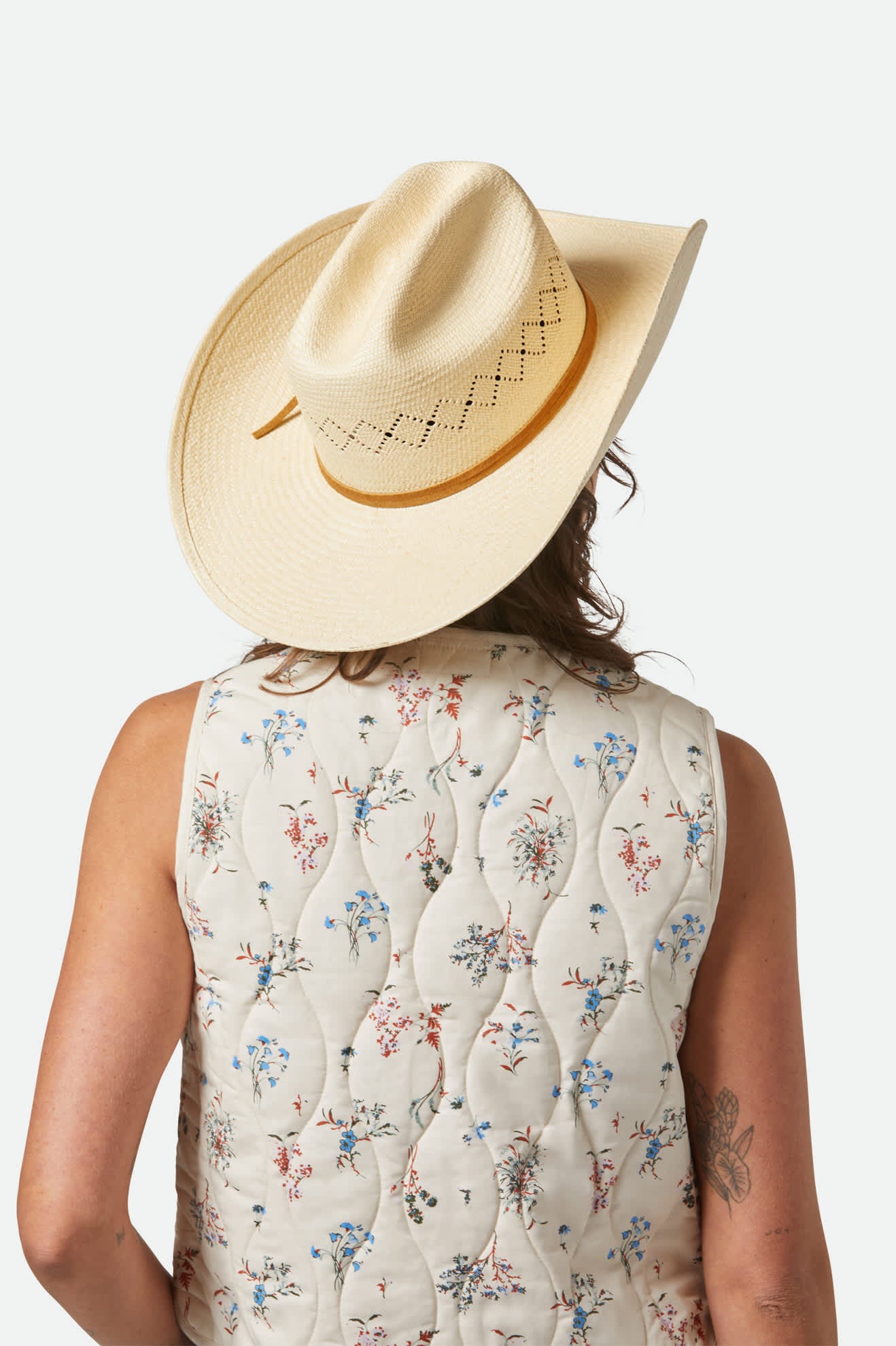 Unisex Laredo Panama Straw Cowboy Hat in the color Catalina Sand - Women's Back View
