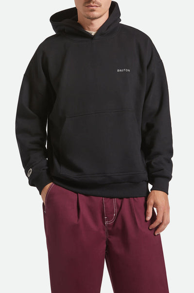 Men's Embroidered Heavyweight Oversized Hoodie in Black – Brixton