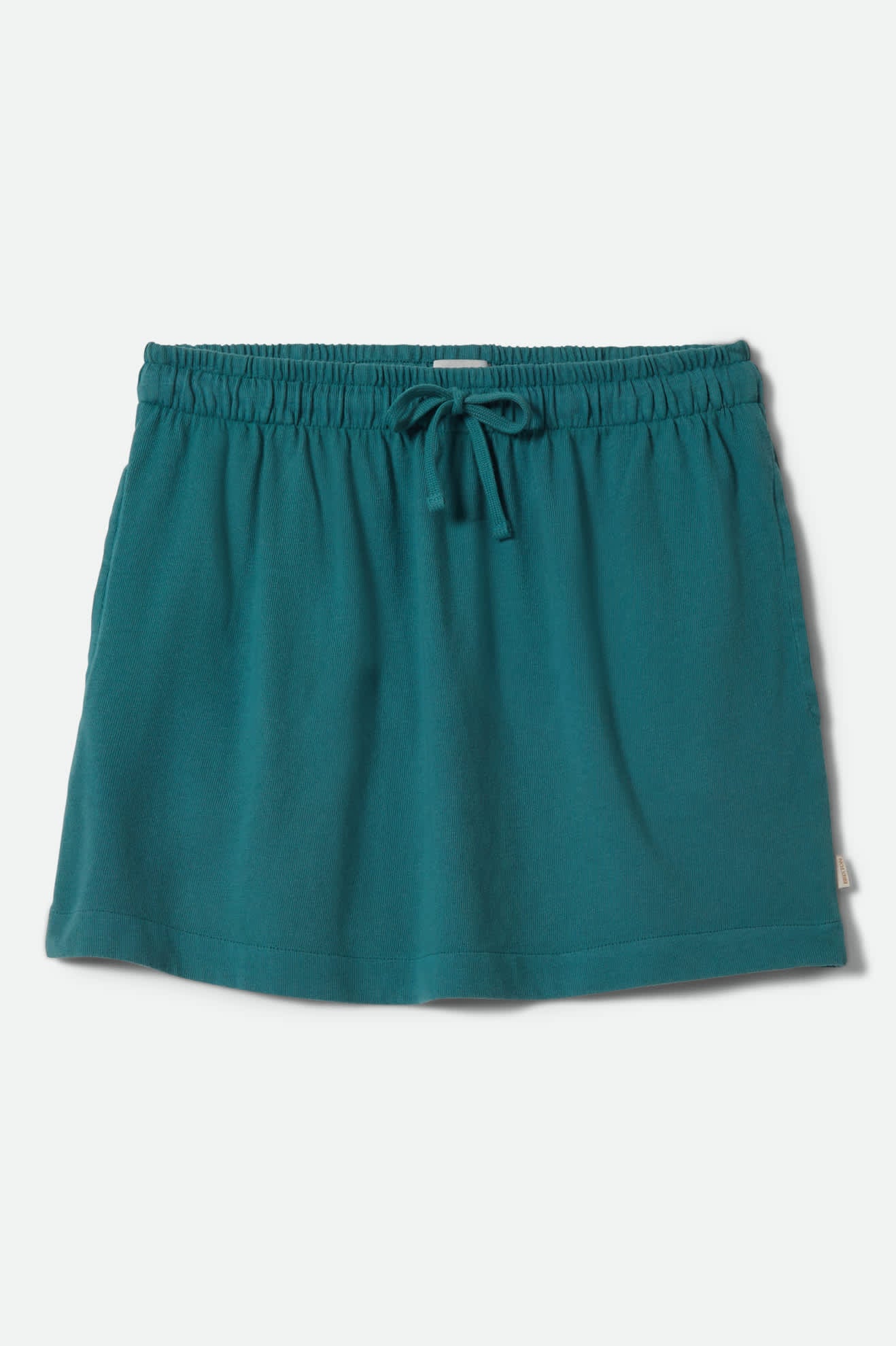 Women's Carefree Organic Garment Dye Lounge Short in the color Washed Mediterranean Teal - Front Product View