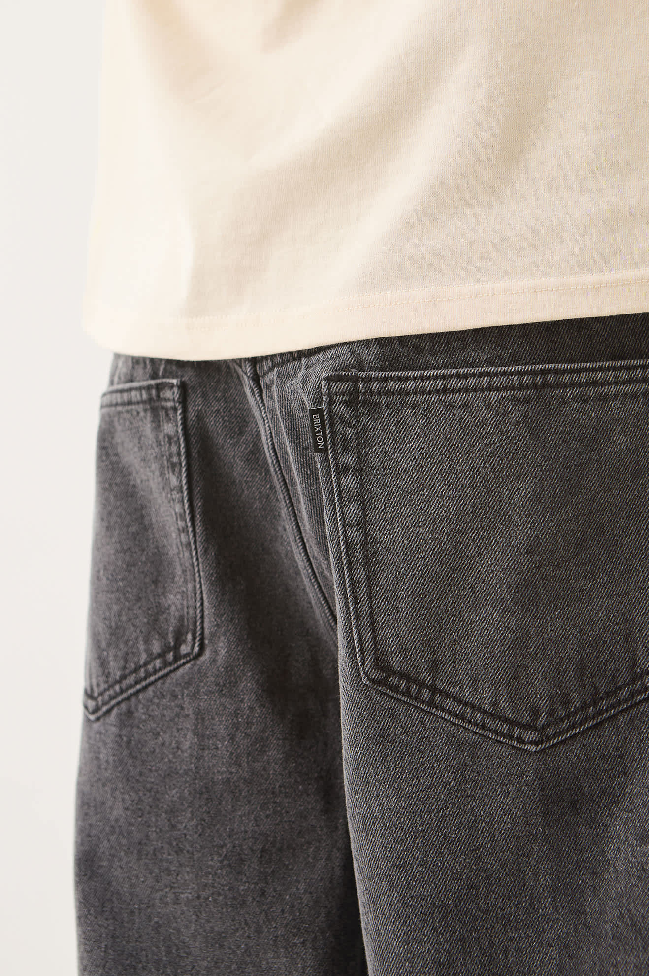 Men's Brixton Relaxed Short in the color Washed Black Denim - Additional Fit image
