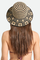 Women's Redding Packable Straw Bucket Hat in the color Black/Natural - Women's Back View