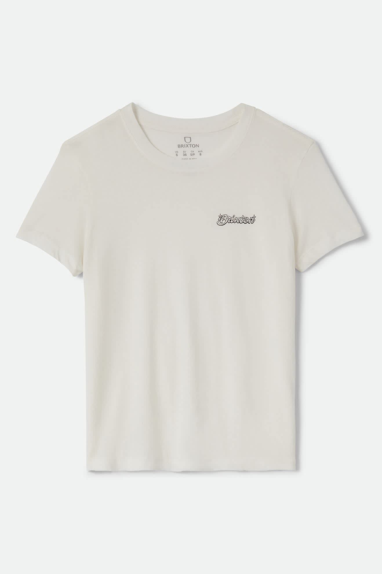 Women's Pinned Slim Crew T-Shirt in the color Off White - Front Product View