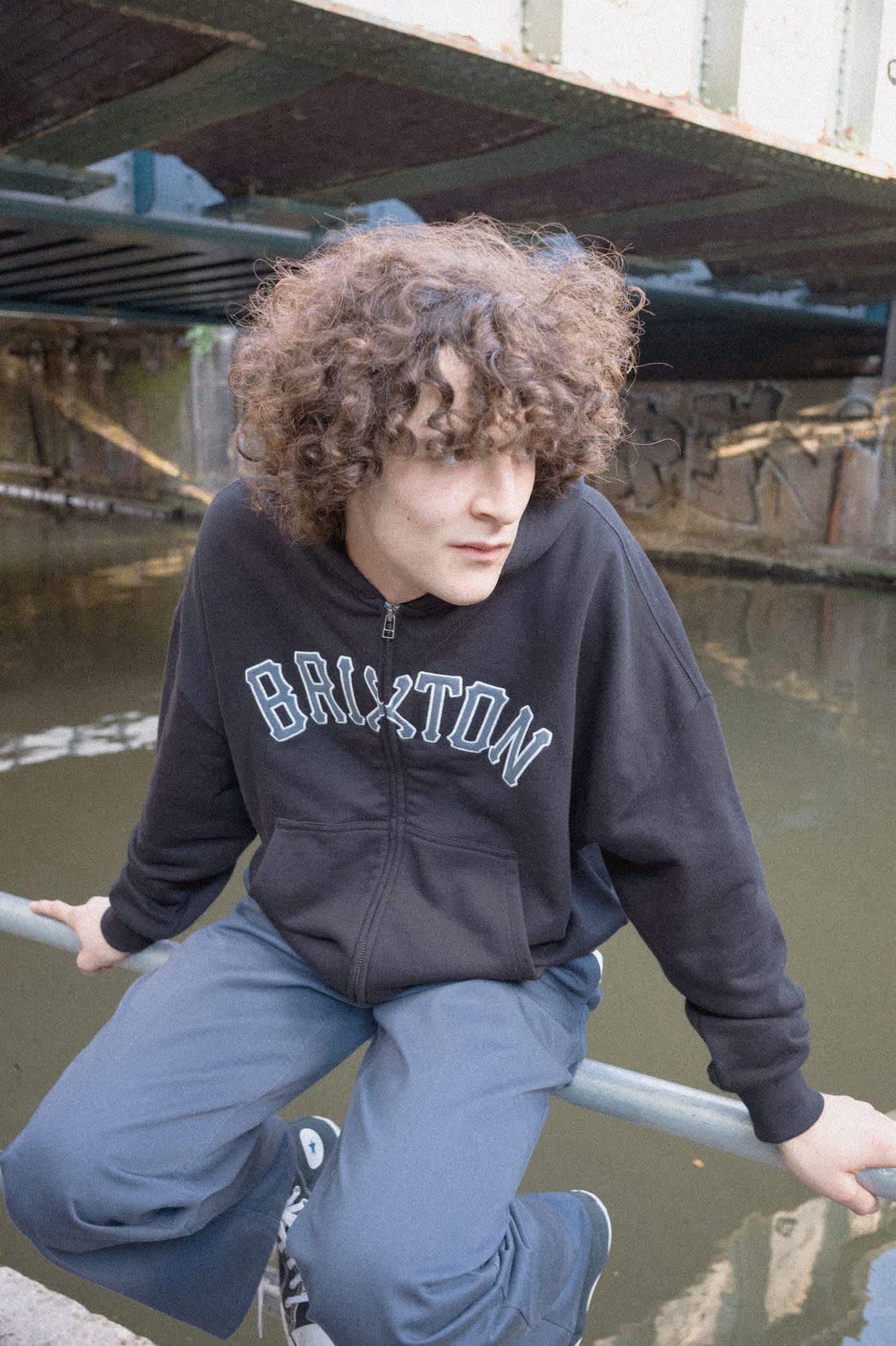 Men's Dugout Zip Hood Fleece in the color Black/Grey - Men's Lifestyle image