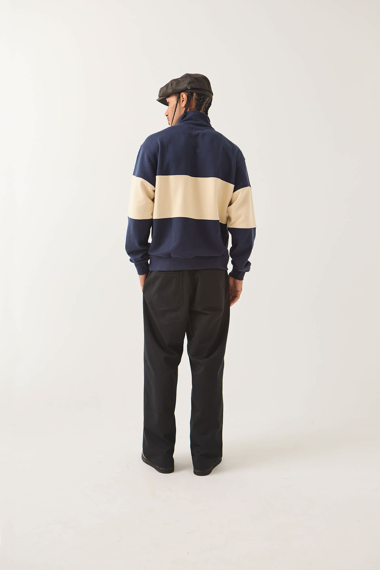 Men's Danville Quarter Zip Fleece in the color Navy/Whitecap - Men's Back View