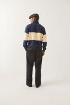 Men's Danville Quarter Zip Fleece in the color Navy/Whitecap - Men's Back View