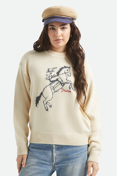 Women's Brixton Ranching Club Crew Sweater in Whitecap