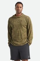 Men's Journey Long Sleeve Sun Hoodie in the color Olive Tiger Camo - Men's Front View