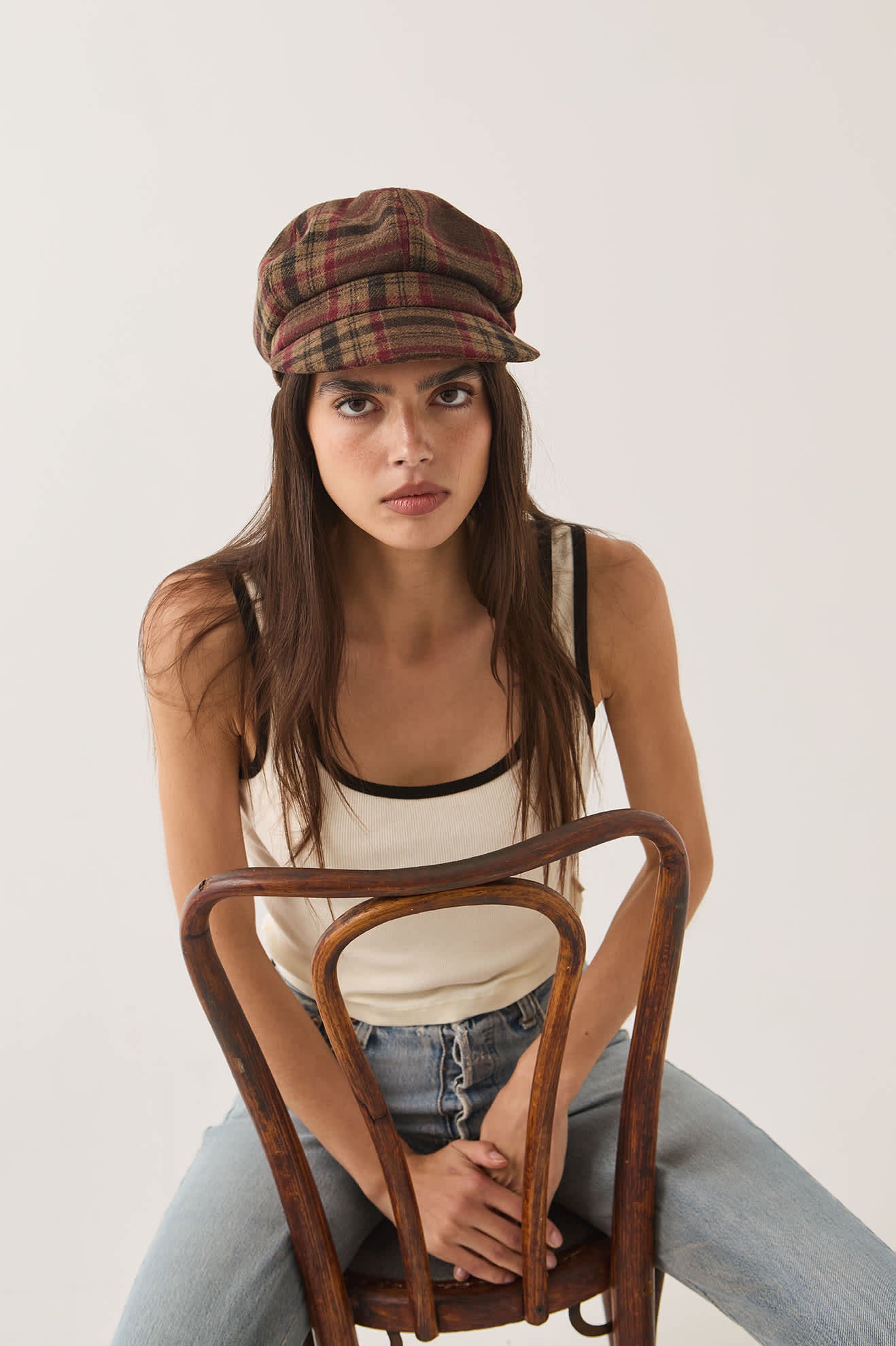 Women's Bailey Cap in the color Sand/Red/Brown - Women's Front View