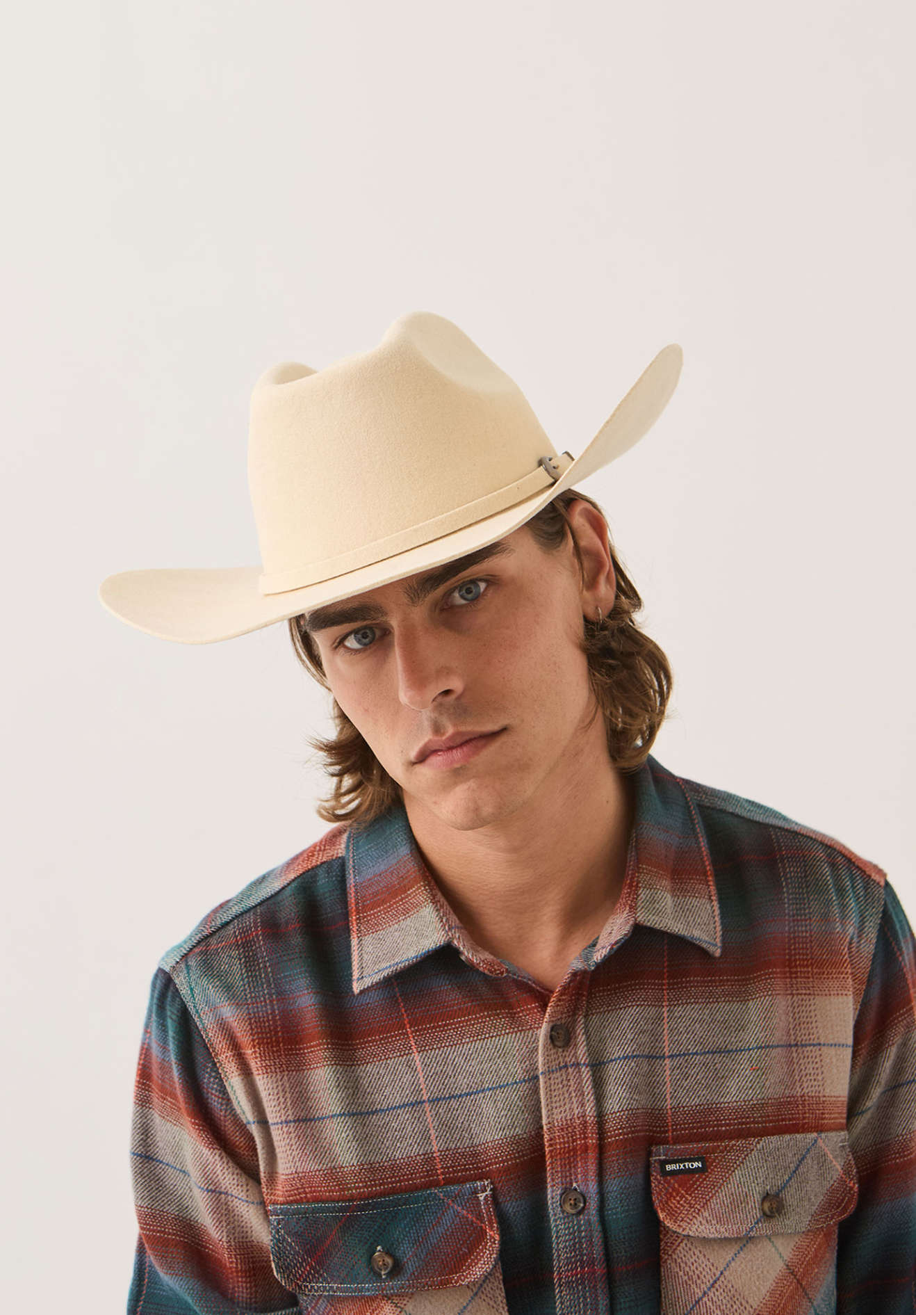 Unisex Prescott Brick Top Cowboy Hat in the color Wax Paper - Men's Front View