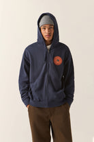 Men's 76 Certified Full Zip Hoodie in the color Washed Navy - Men's Front View