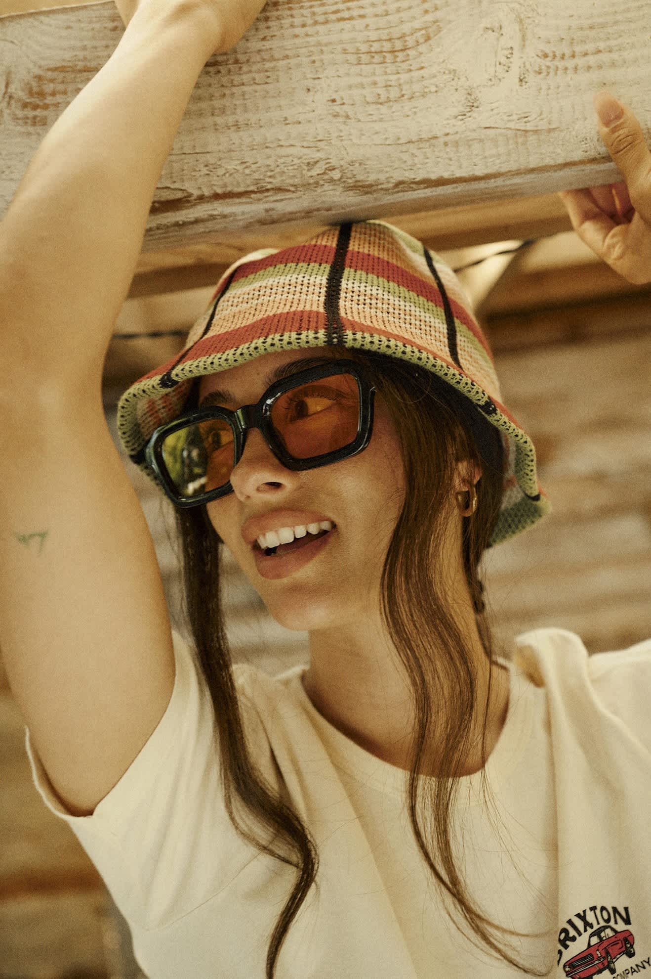 Women's Redding Knit Packable Hat in the color Peach Cobbler Multi Stripe - Women's Lifestyle image