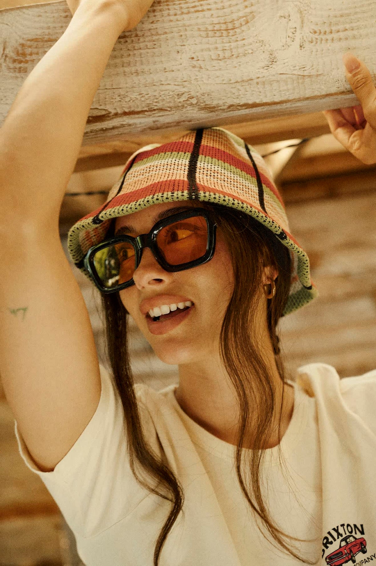 Women's Redding Knit Packable Hat in the color Peach Cobbler Multi Stripe - Women's Lifestyle image