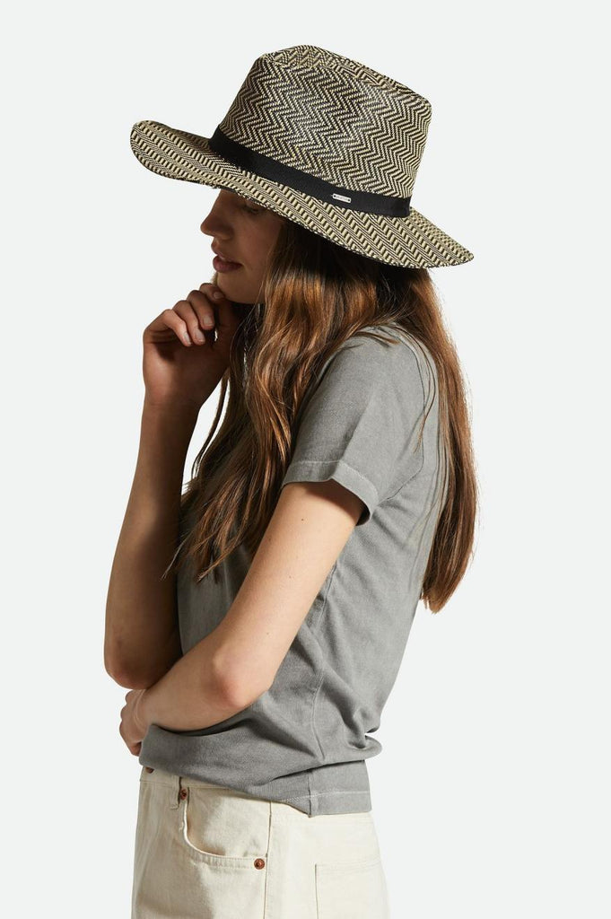 Brixton Carolina Straw Packable Hat - Black/Natural
