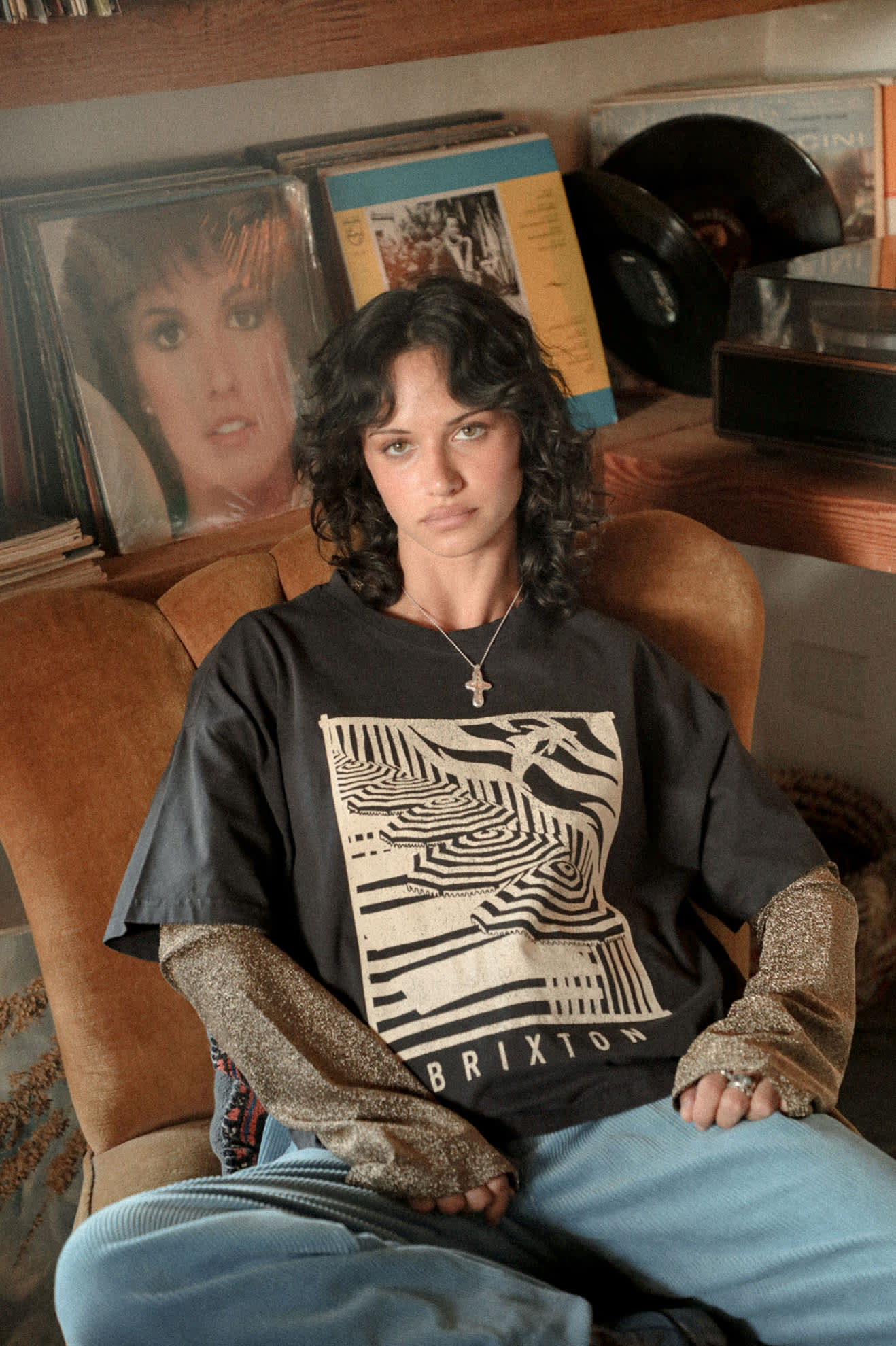 Women's Poolside Boxy Crew T-Shirt in the color Washed Black - Women's Lifestyle image