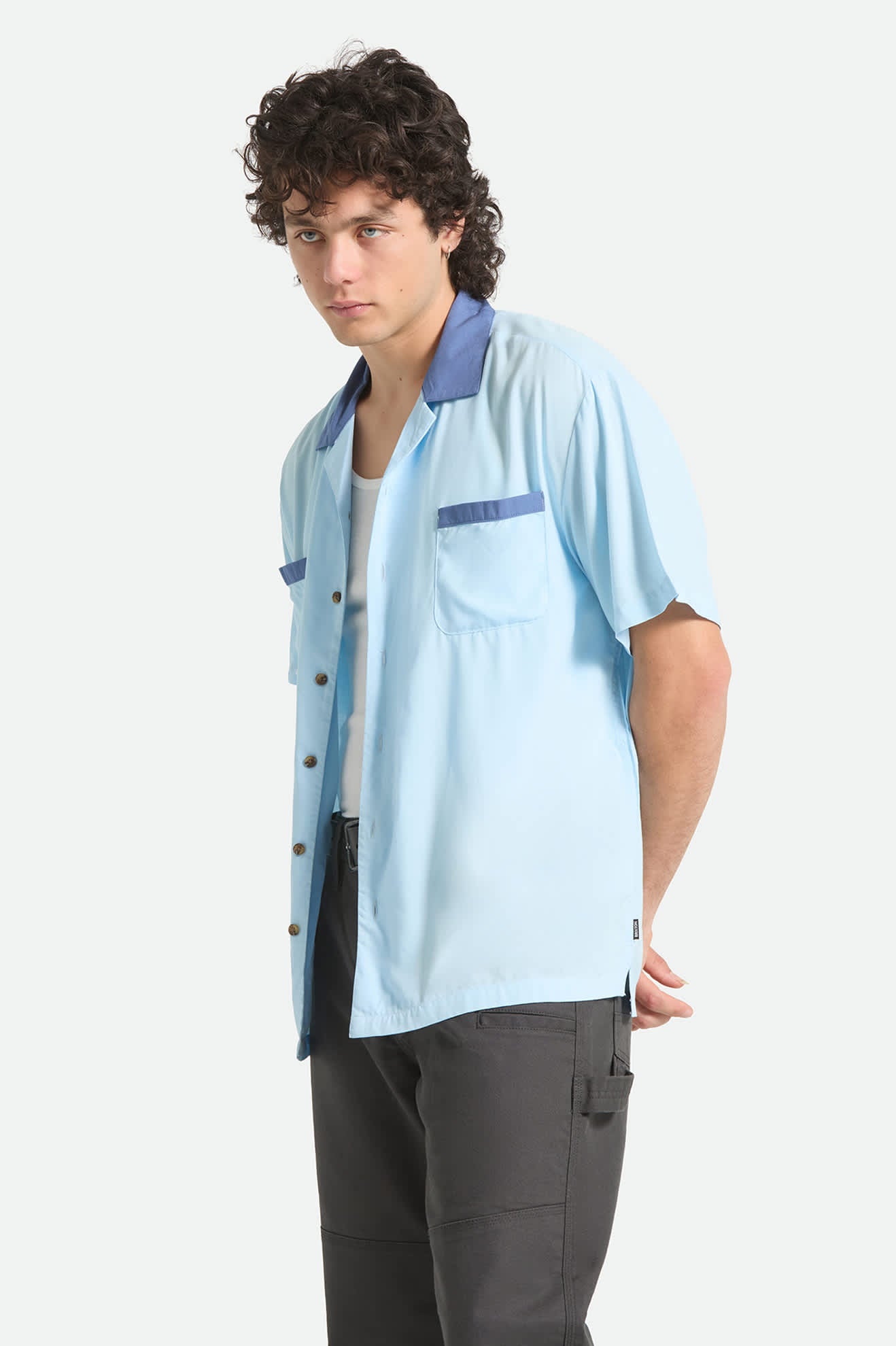 Men's Lafayette Short Sleeve Shirt in the color Blue Aura - Men's Side View