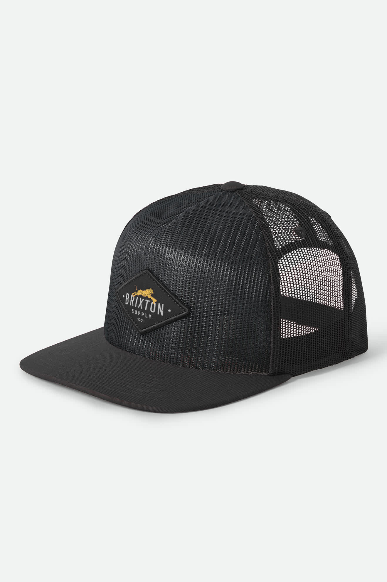 Unisex Leaper All Mesh Trucker Hat in the color Black/Black - Front Product View
