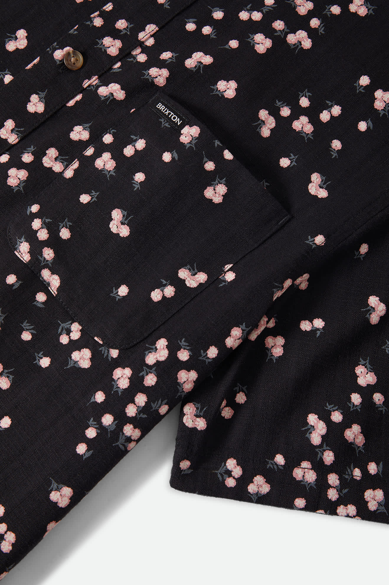 Men's Charter Slub Short Sleeve Shirt in the color Black/Pink - Additional Laydown image