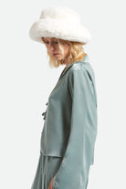 Women's Dion Packable Winter Bucket Hat in the color Off White - Women's Side View