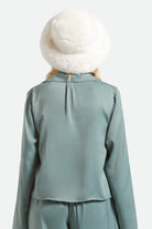 Women's Dion Packable Winter Bucket Hat in the color Off White - Women's Back View