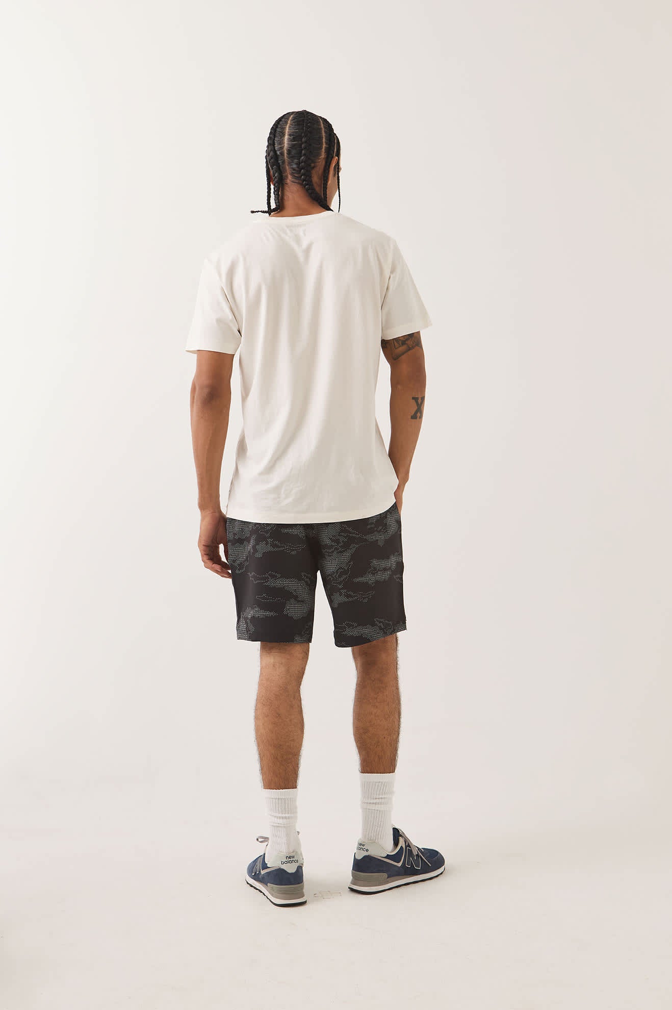 Men's Journey Active Short in the color Black Camo - Men's Back View