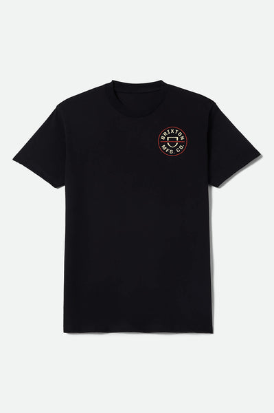 crest clothing tシャツ Men's Crest II Standard T-Shirt in Black/Ivory/Brick Red – Brixton