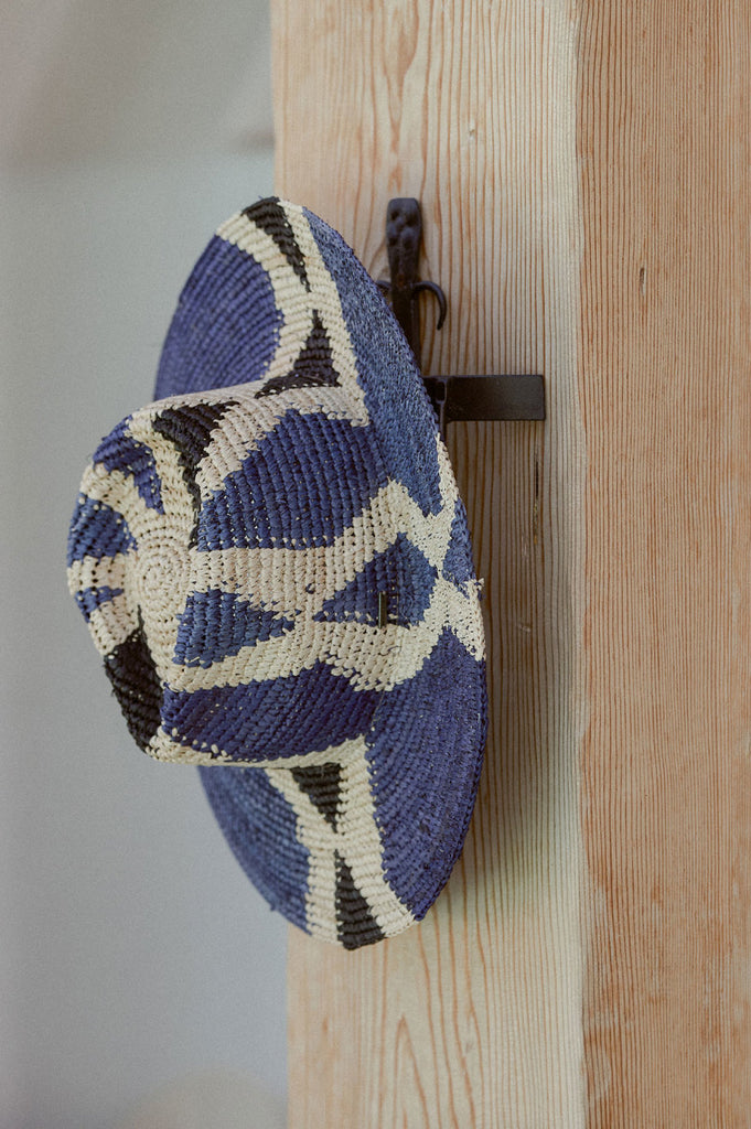 Brixton Madeira Pattern Straw Hat - Natural/Blues